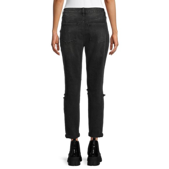 New Juniors 13 Black Jeans  Super High Rise Destructed Embroidered Stars - Picture 5 of 14